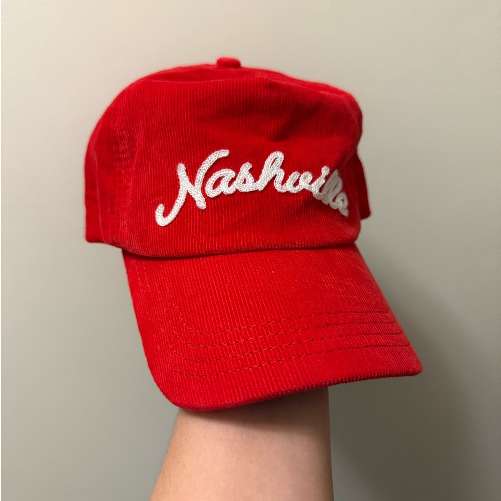 Red Corduroy NASH Nashville Tennessee Trucker Hat